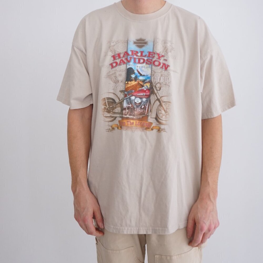 Harley-Davidson '05 Motorcycles Beige Sportster Eagle Short Sleeve T-Shirt 2XL